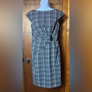 Anne Klein Black and Gray Asymmetrical Plaid Dress - 6